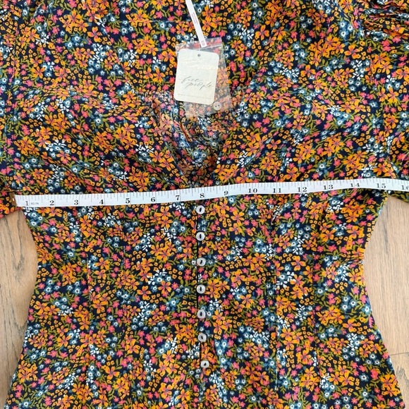 NWT Free People I Found You Floral Button-Up Women's Puff Sleeve Top Size XS - Picture 15 of 16